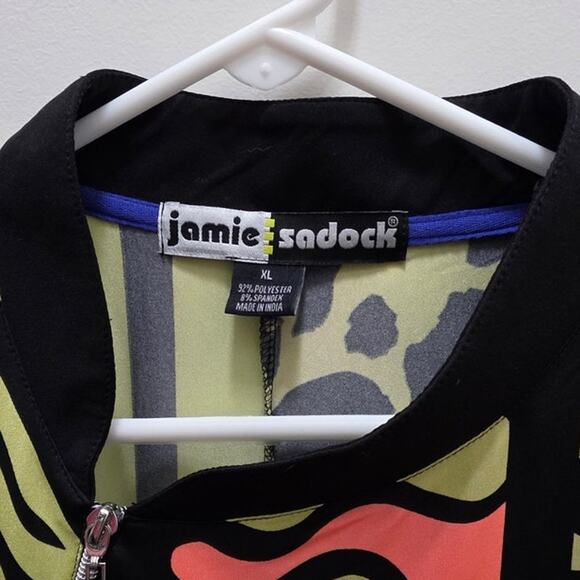 Jamie Sadock Yellow & Black Golf Tennis Women's XLarge Short Sleeve Zipper Shirt - Picture 9 of 11